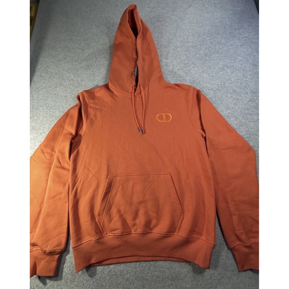 Dior Authentic Embroidered CD Icon Orange Hoodie Size L NEW
